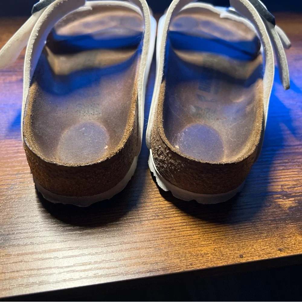 Birkenstock White Two Strap Sandals Size 39 made in Germany women’s size 8 - Picture 5 of 12